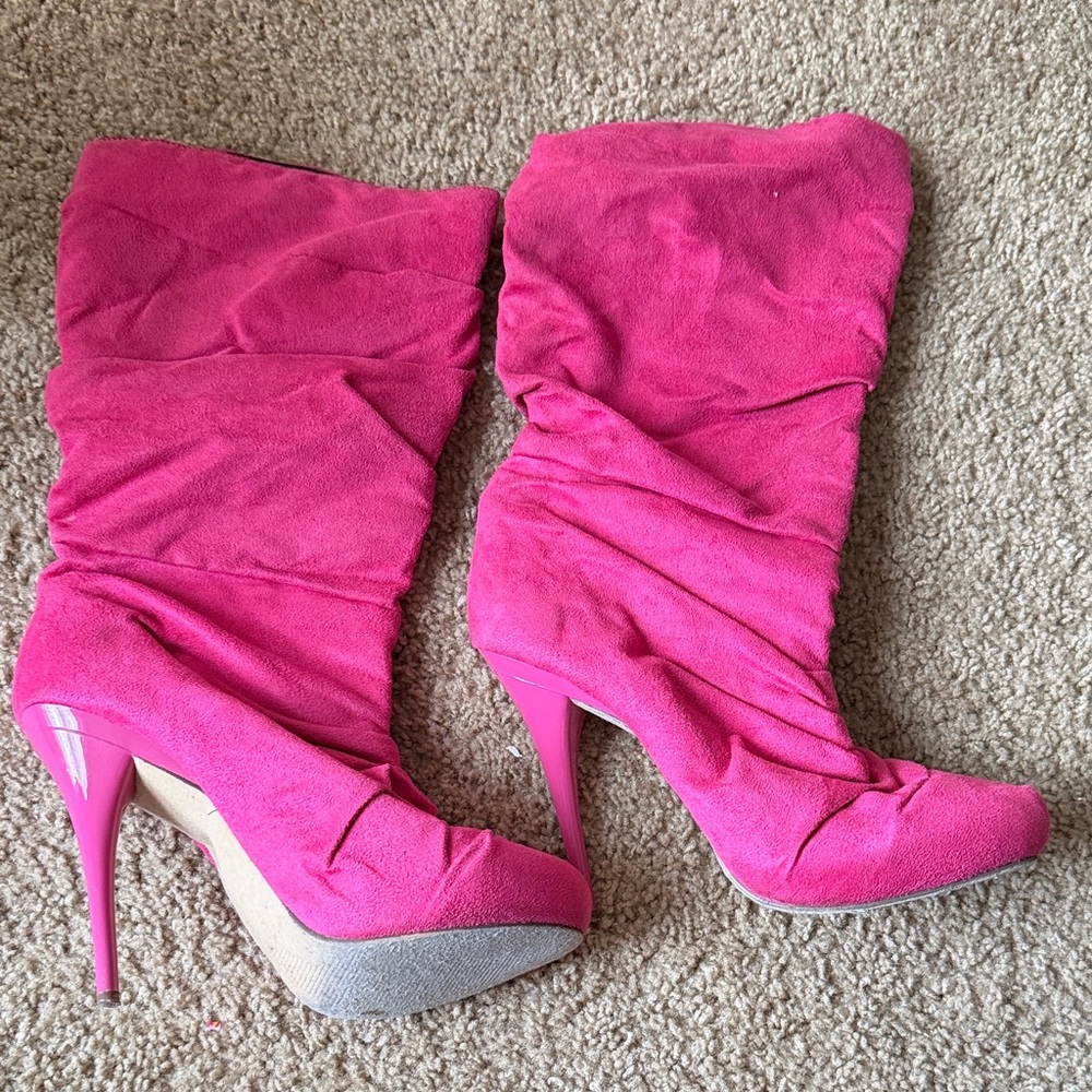 Pink Suede Women's Boots